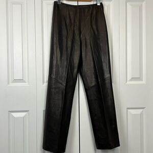 DANIER Lined Black Leather Straight Leg Side Zipper Pants‎ Size 4